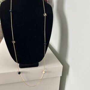 Tory Burch Enamel Logo Cube Rosary Necklace, 36", NWT